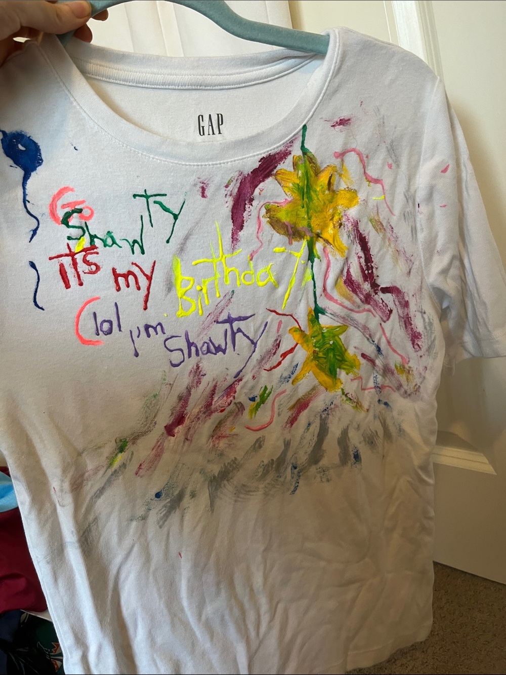 Lavender and multi colored birthday tee